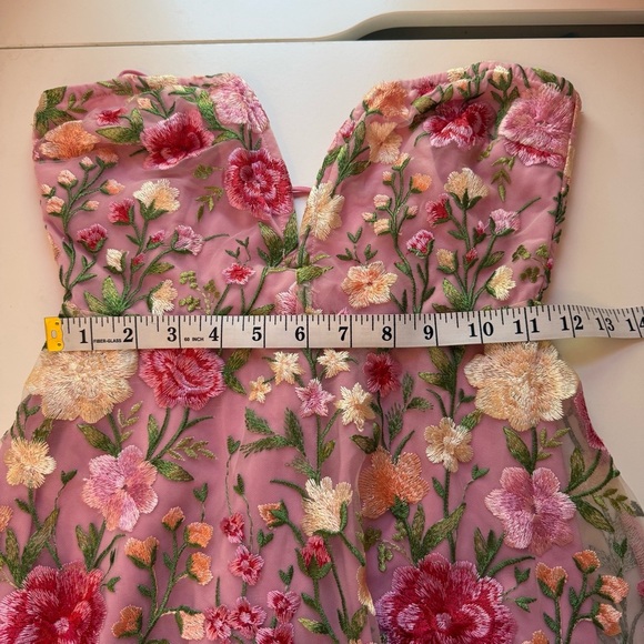 For Love and Lemons Luna Mini Dress embroidered Floral Pink - XS - Picture 14 of 15